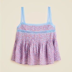 J. Crew Blue and Pink Floral Tank Top